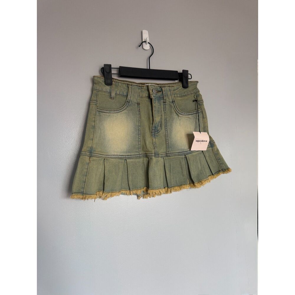 Insane Superdown Y2K Distressed Denim Mini Skirt NWT Sz XXS